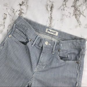 Madewell Blue and White Striped Distressed Jeans